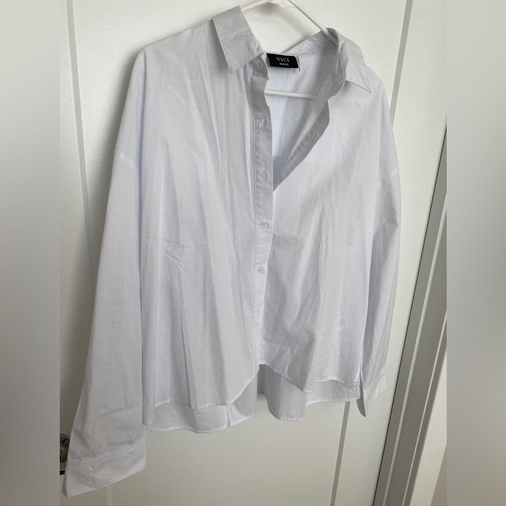 White, Cotton Button Down Top - image 4